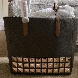 Studded 2 tone large tote